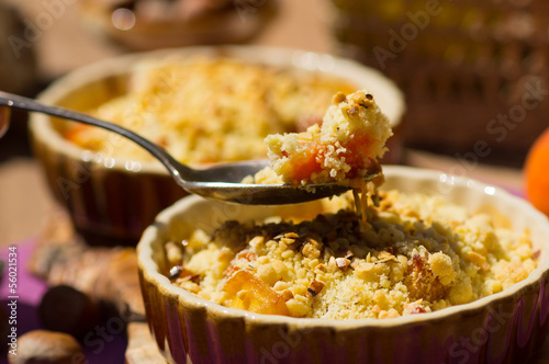 Photo: Crumble with apple, hazel nut, and violet caramel Crumble with apple, hazel nut, and violet caramel
