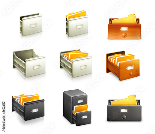 Vector: Card catalog, set of vector icons Card catalog, set of vector icons