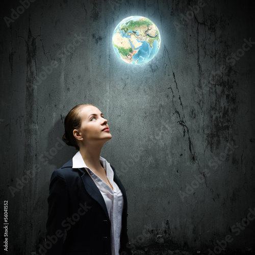 Photo: Concentrated businesswoman Concentrated businesswoman