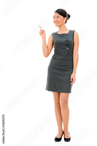Photo: Business woman pointing an idea Business woman pointing an idea