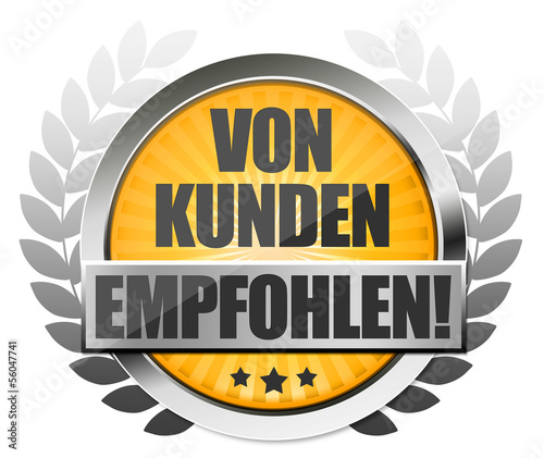 Illustration: Von Kunden empfohlen! Button, Icon Von Kunden empfohlen! Button, Icon