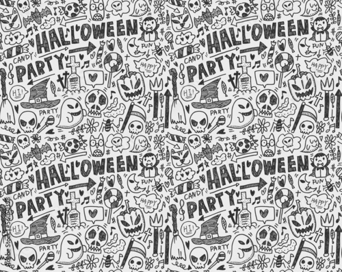 Vector: seamless doodle halloween holiday background seamless doodle halloween holiday background