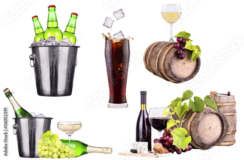 Photo: champagne, wine,beer,cola and food champagne, wine,beer,cola and food