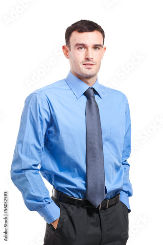Photo: Smiling businessman isolated on white Smiling businessman isolated on white