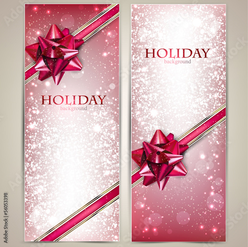 Vector: Greeting cards with red bows and copy space. Vector illustration Greeting cards with red bows and copy space. Vector illustration