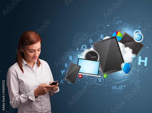 Photo: Pretty lady browsing on her smartphone Pretty lady browsing on her smartphone