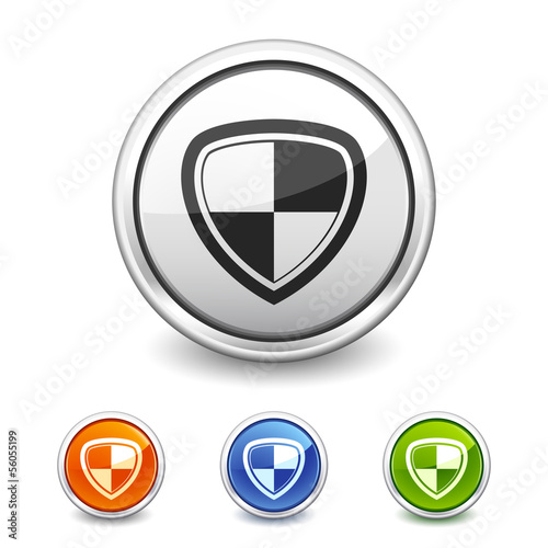 Vector: shield button in four colors shield button in four colors