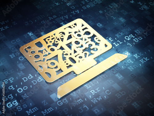 Illustration: Education concept: Golden Computer Pc on digital background Education concept: Golden Computer Pc on digital background