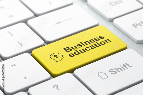 Illustration: Education concept: Head With Lightbulb and Business Education on Education concept: Head With Lightbulb and Business Education on