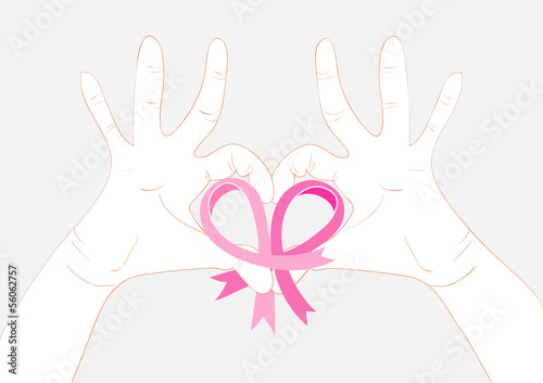 Vector: Breast cancer awareness ribbon transparency human hands EPS10 fi Breast cancer awareness ribbon transparency human hands EPS10 fi
