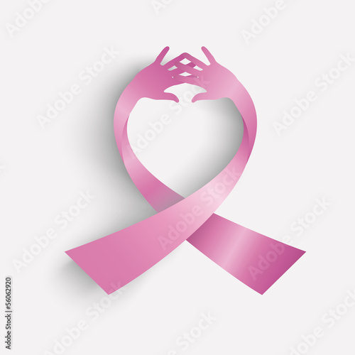 Vector: Cancer awareness ribbon icon human hands composition EPS10 file. Cancer awareness ribbon icon human hands composition EPS10 file.