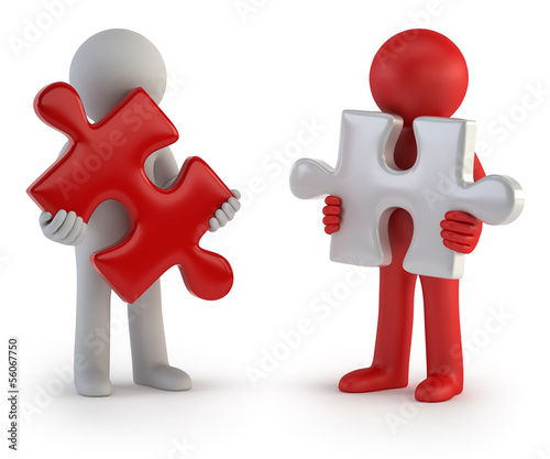 Illustration: 3d small people - Puzzle Teamwork 3d small people - Puzzle Teamwork