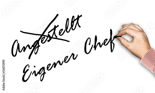 Illustration: Handweiss - Angestellt - Eigener Chef Handweiss - Angestellt - Eigener Chef