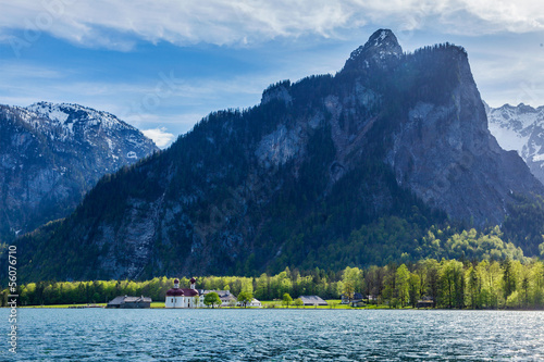 Photo: Koningsee lake and St. Bartholomew's Church, Germany Koningsee lake and St. Bartholomew's Church, Germany