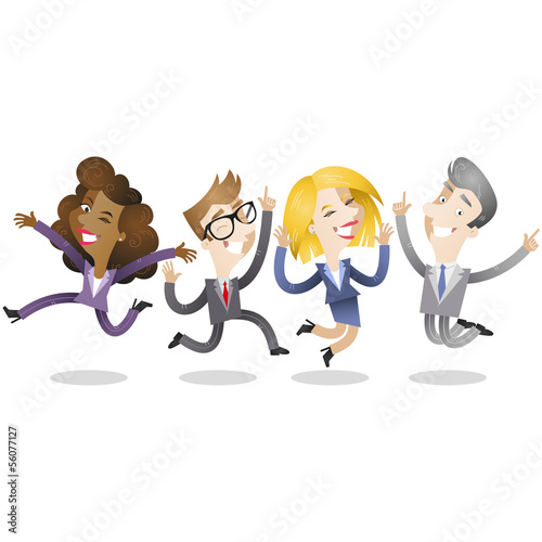 Vector: Business people, jumping, team, success, meeting Business people, jumping, team, success, meeting