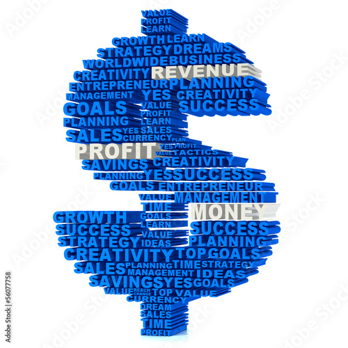 Illustration: 3D Dollar sign made of words 3D Dollar sign made of words