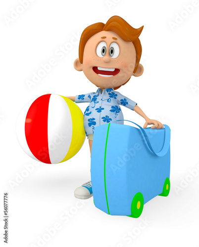 Illustration: 3D boy going on holidays 3D boy going on holidays