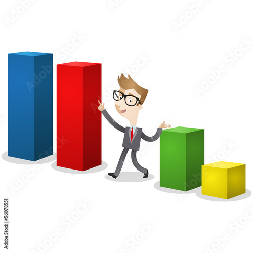 Vector: Businessman, bar chart, elections, statistics Businessman, bar chart, elections, statistics