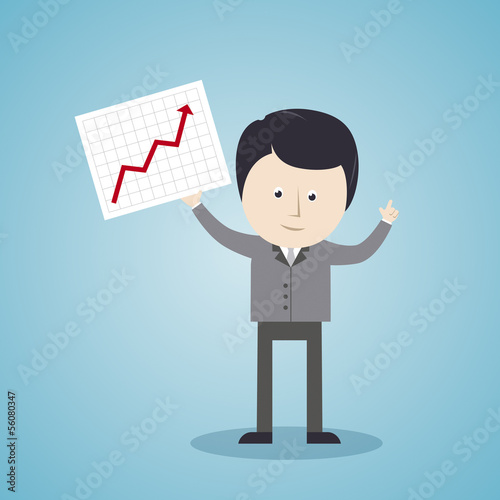 Vector: Geschäftsmann, Kurvendiagramm, Börsenkurs - Illustration Geschäftsmann, Kurvendiagramm, Börsenkurs - Illustration