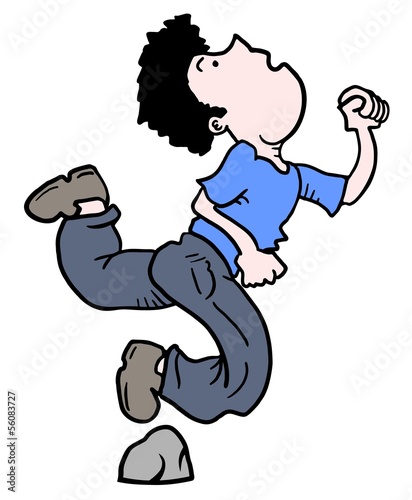 Vector: Boy walking and stone Boy walking and stone