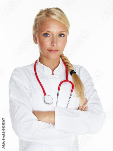 Photo: Female doctor is proud of her job Female doctor is proud of her job