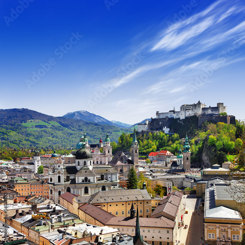 Photo: beautiful Salzburg, view ofold town with castle beautiful Salzburg, view ofold town with castle