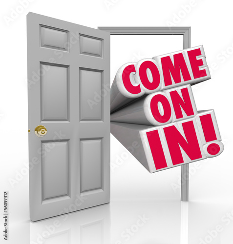 Illustration: Come On In Doorway Invitation Greeting Guest Come On In Doorway Invitation Greeting Guest