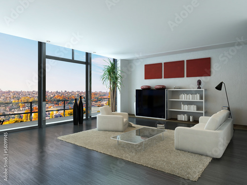 Illustration: Modern loft interior with trendy living room furniture Modern loft interior with trendy living room furniture