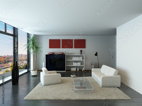 Illustration: Modern loft interior with trendy living room furniture Modern loft interior with trendy living room furniture