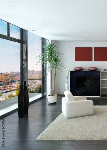 Illustration: Modern loft interior with trendy living room furniture Modern loft interior with trendy living room furniture