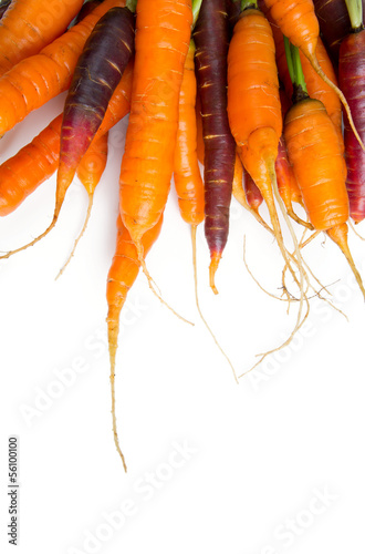 Photo: red and orange carrots isolated on white red and orange carrots isolated on white