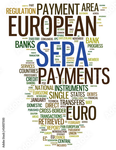 Illustration: SEPA - Single Euro Payments Area concepts isolated on white SEPA - Single Euro Payments Area concepts isolated on white