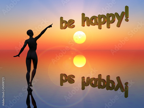 Illustration: Be happy! with silhouette of sexy young woman Be happy! with silhouette of sexy young woman