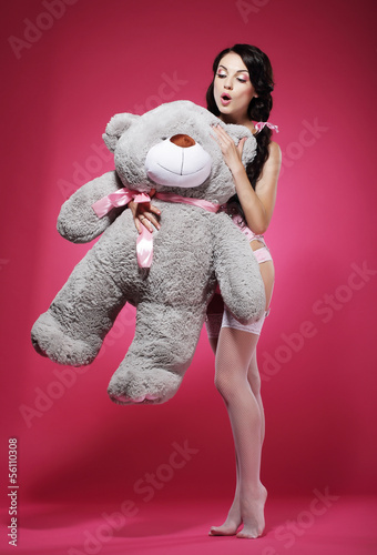 Photo: Young Woman in Stockings Erotic Stroking her Favorite Soft Toy Young Woman in Stockings Erotic Stroking her Favorite Soft Toy
