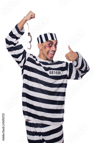 Photo: Badly bruised prisoner with handcuffs Badly bruised prisoner with handcuffs