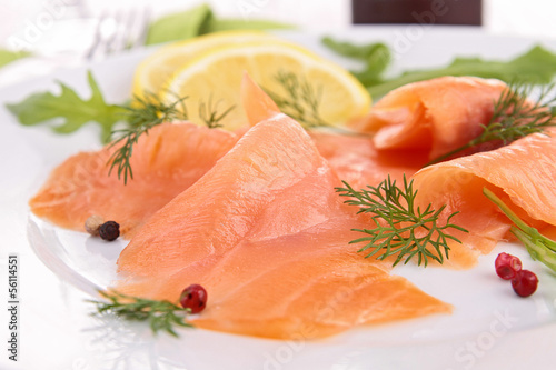 Photo: close up on smoked salmon close up on smoked salmon