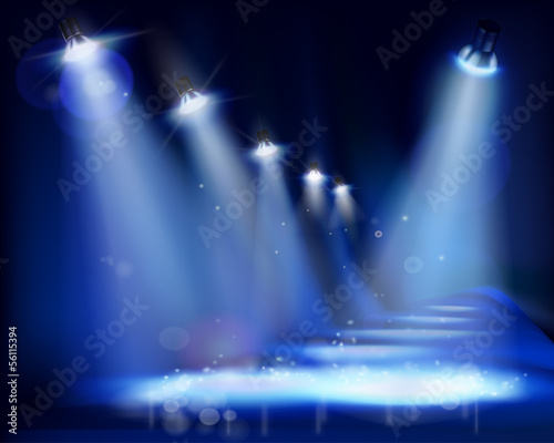 Vector: Illuminated stage. Vector illustration. Illuminated stage. Vector illustration.