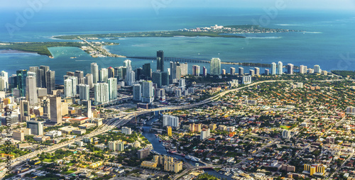 Photo: aerial of town and beach of Miami aerial of town and beach of Miami