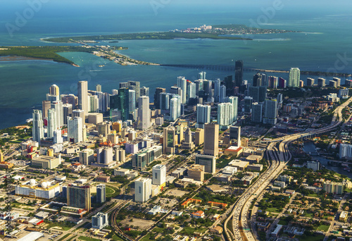 Photo: aerial of town and beach of Miami aerial of town and beach of Miami
