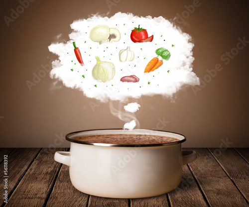 Photo: Vegetables in vapor cloud Vegetables in vapor cloud