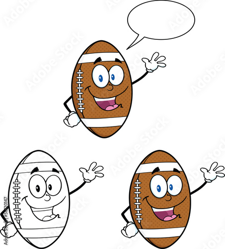 Vector: American Football Balls Cartoon Characters. Collection Set 5 American Football Balls Cartoon Characters. Collection Set 5