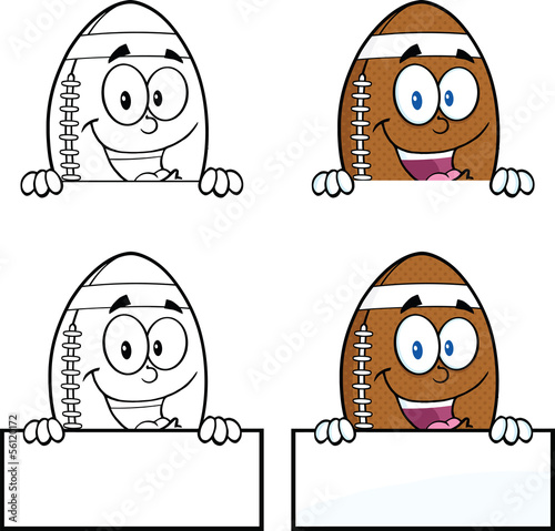 Vector: American Football Balls Cartoon Characters. Collection Set 9 American Football Balls Cartoon Characters. Collection Set 9