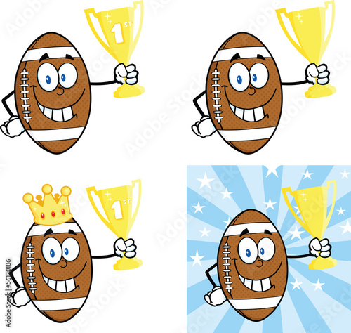 Vector: American Football Balls Cartoon Characters. Collection Set 1 American Football Balls Cartoon Characters. Collection Set 1