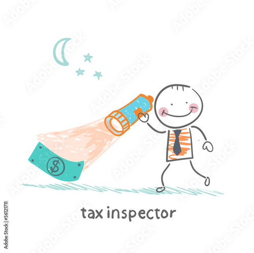 Vector: tax inspector with a lantern looking for money tax inspector with a lantern looking for money