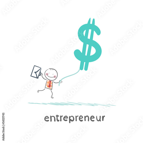 Vector: entrepreneur flying with dollar entrepreneur flying with dollar