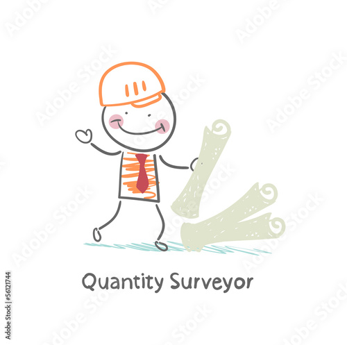 Vector: Quantity Surveyor with the documents Quantity Surveyor with the documents