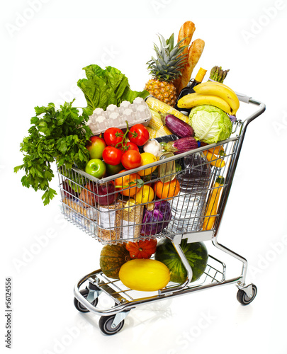Photo: Full grocery cart. Full grocery cart.