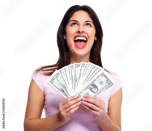 Photo: Woman holding money Woman holding money