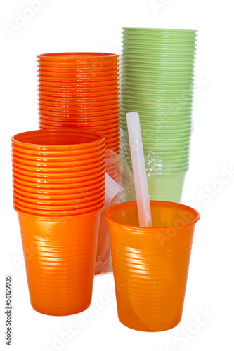 Photo: bright plastic glasses isolated on white bright plastic glasses isolated on white