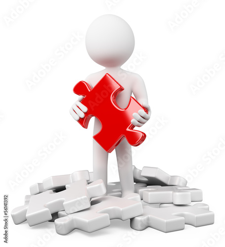 Illustration: 3D white people. Find the solution. Puzzle 3D white people. Find the solution. Puzzle